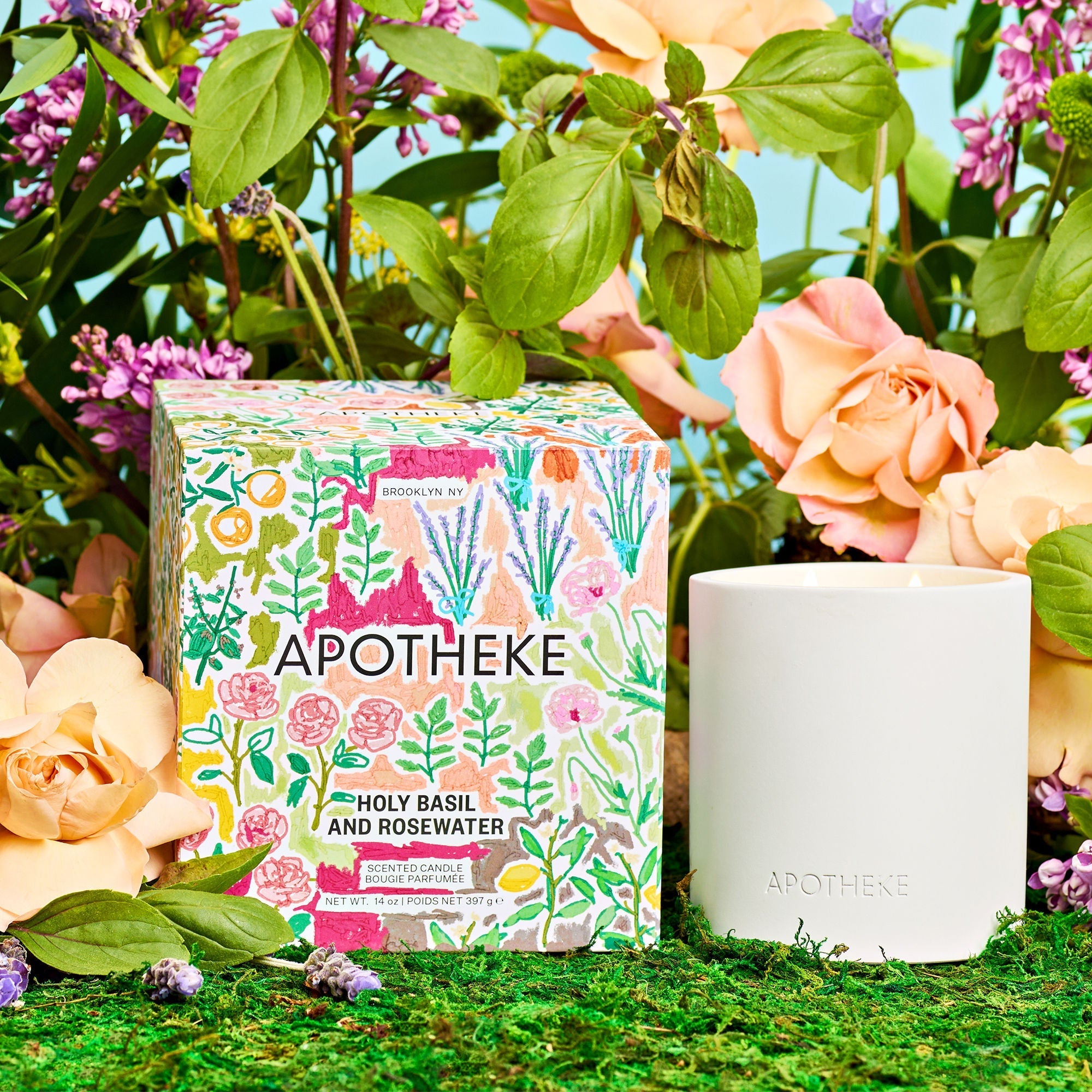 Holy Basil and Rosewater 2-Wick Concrete Candle