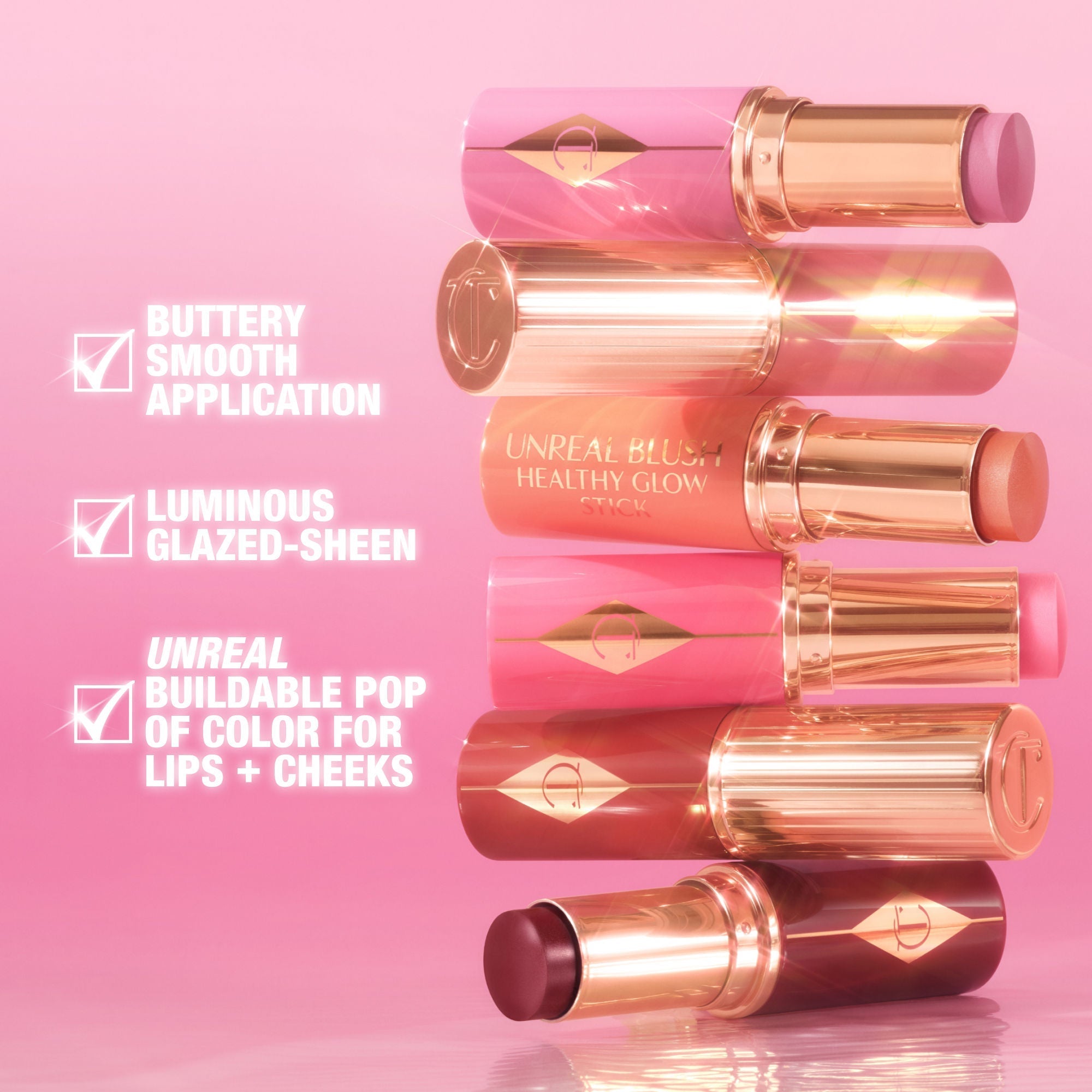 Unreal Lip + Cheek Glow Blush Stick with Hyaluronic Acid